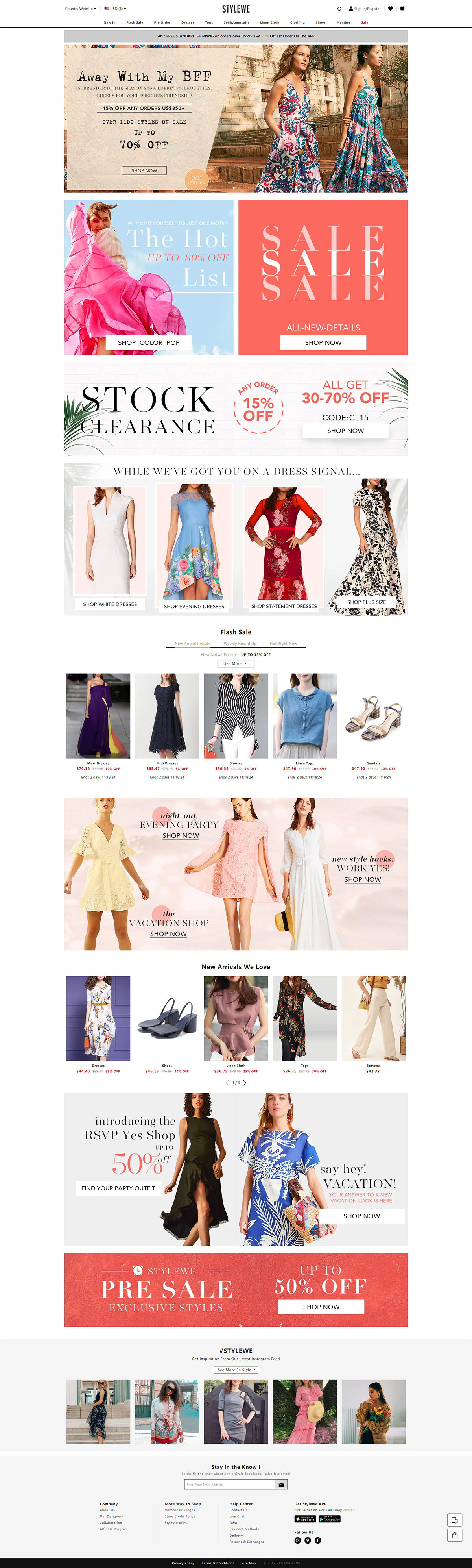 STYLEWE女裝外貿(mào)獨(dú)立站，跨境電商多語言商城網(wǎng)站建設(shè)開發(fā)